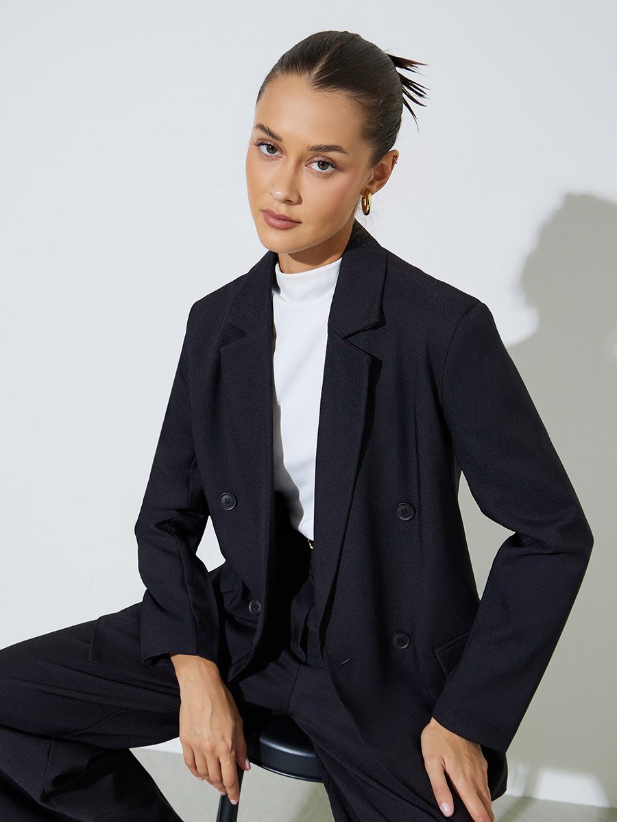 Black Double-Breasted Regular Fit Blaze