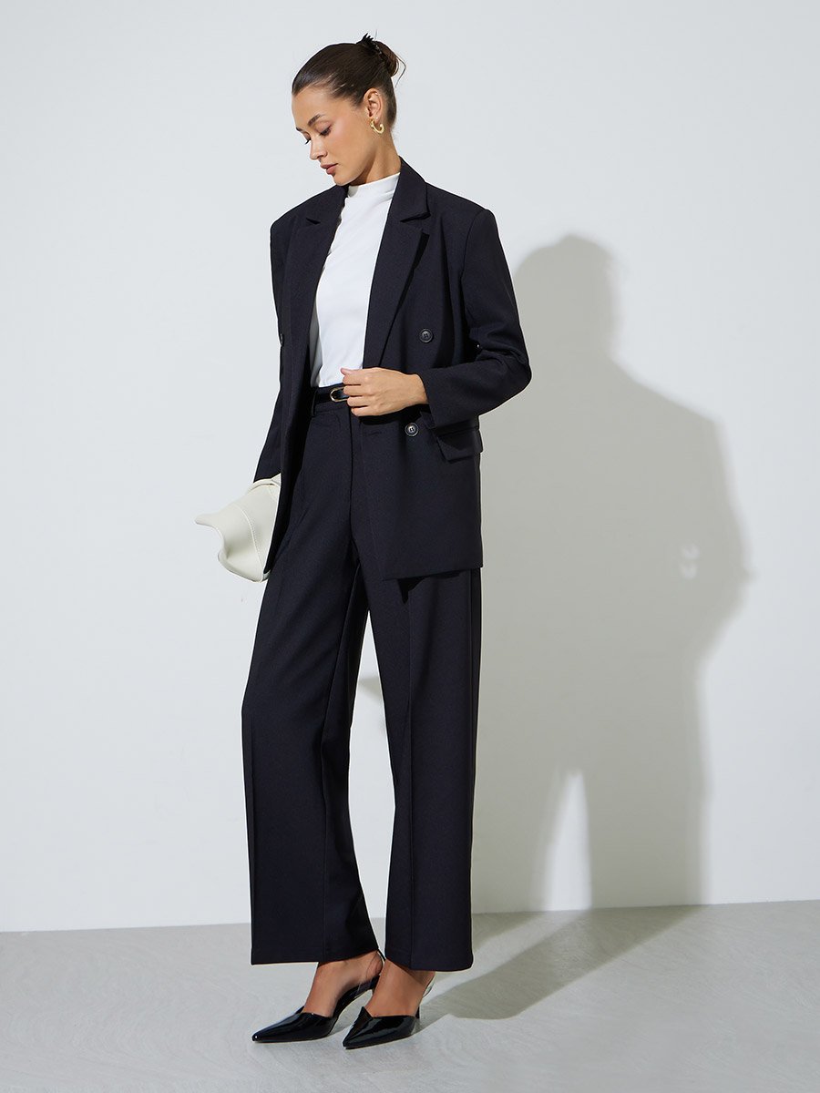 Black Double-Breasted Regular Fit Blaze