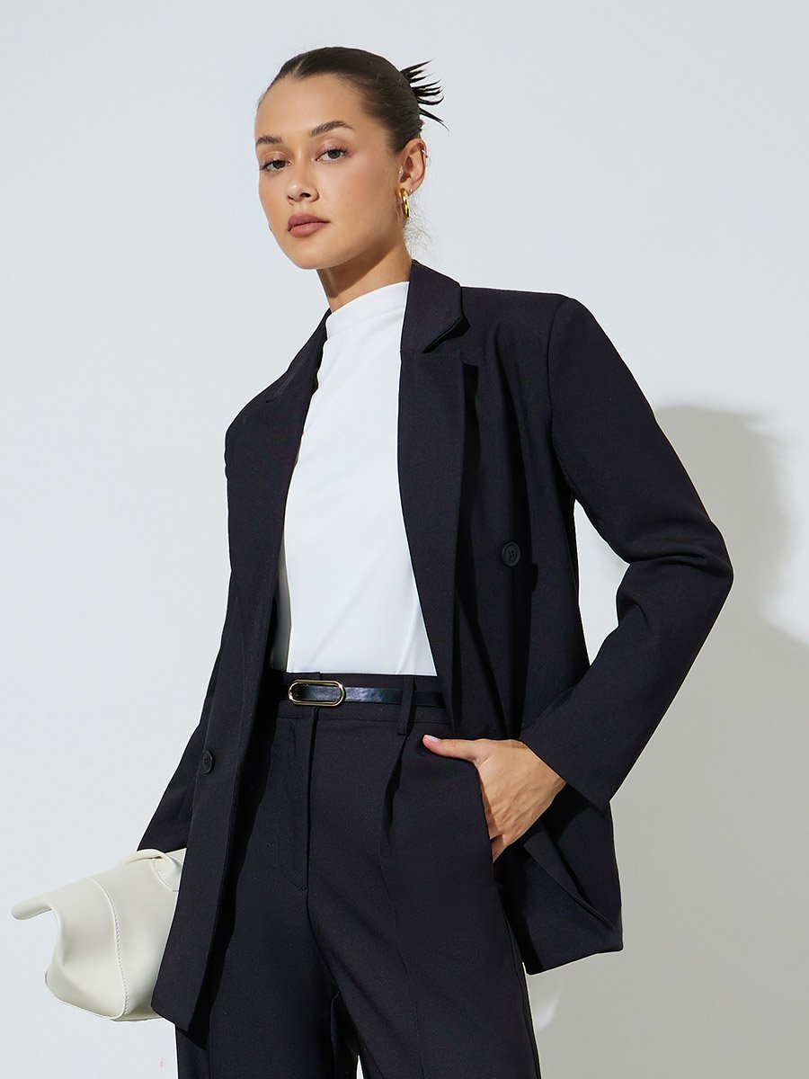 Black Double-Breasted Regular Fit Blaze