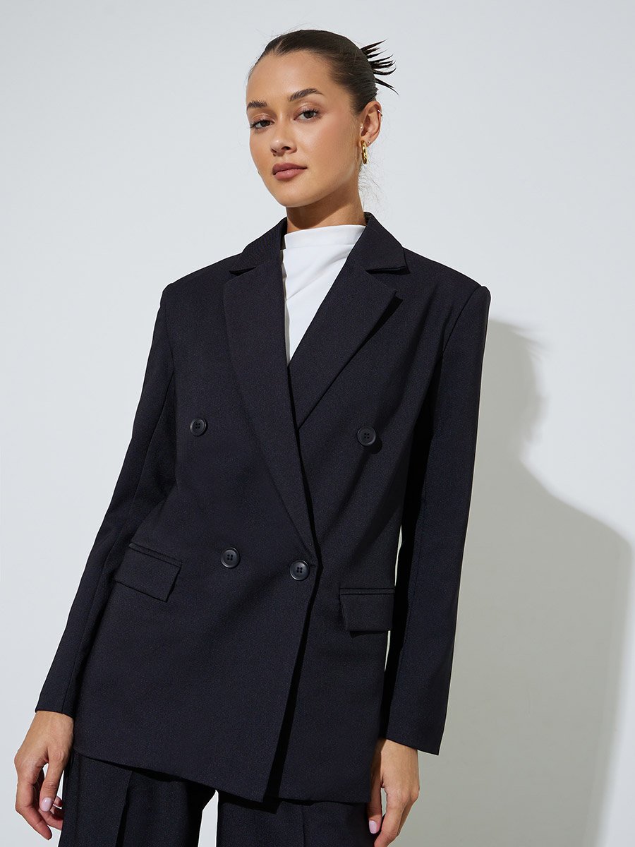 Black Double-Breasted Regular Fit Blaze