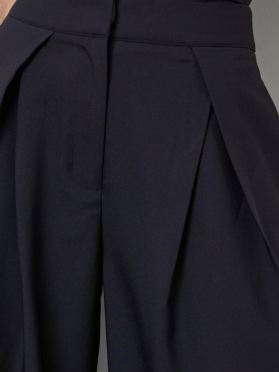 Black Wide Leg Darted Trousers
