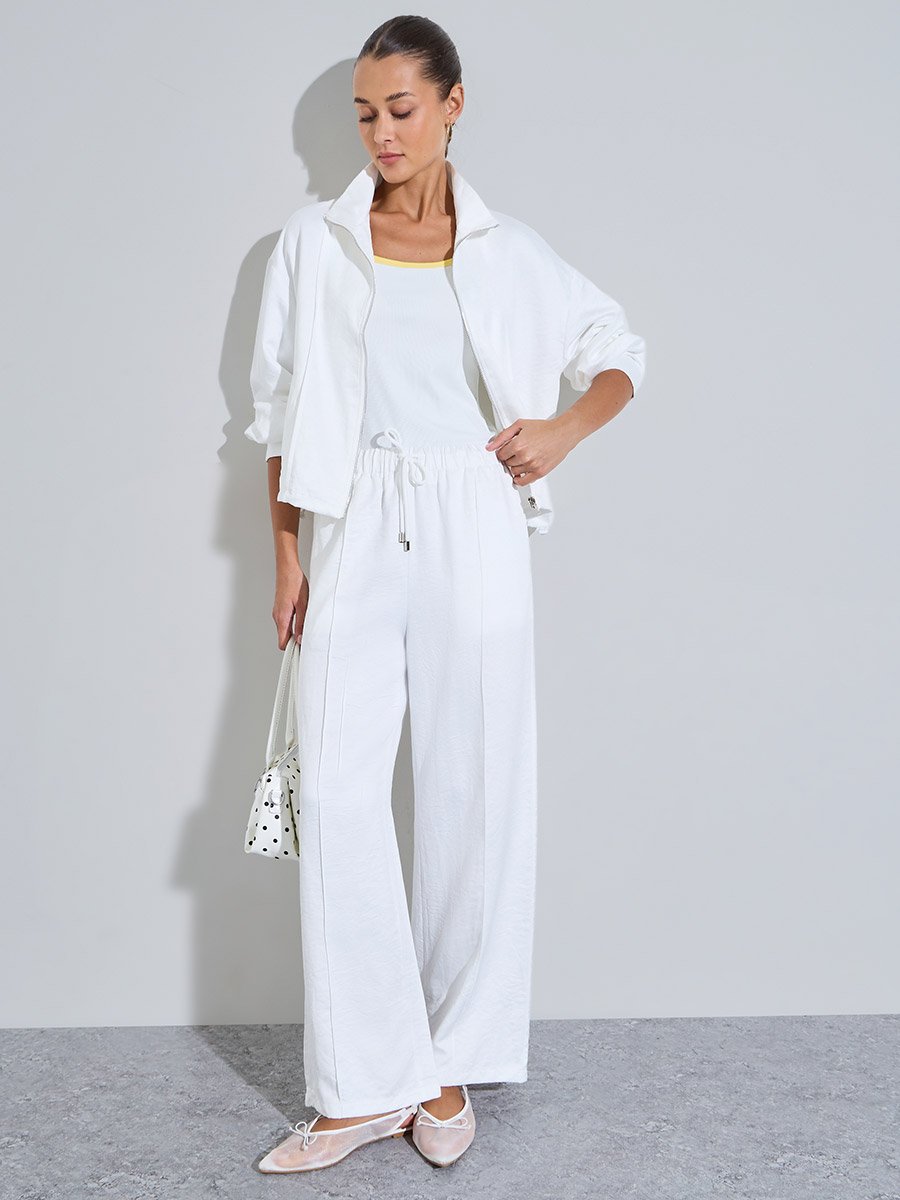 Off-White Plain Wide Leg Trousers
