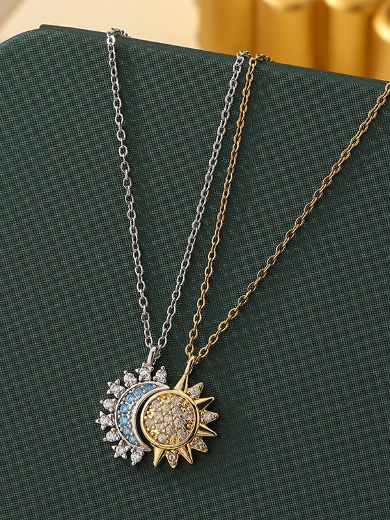 Set of 2 - Star and Moon Pendant Necklace