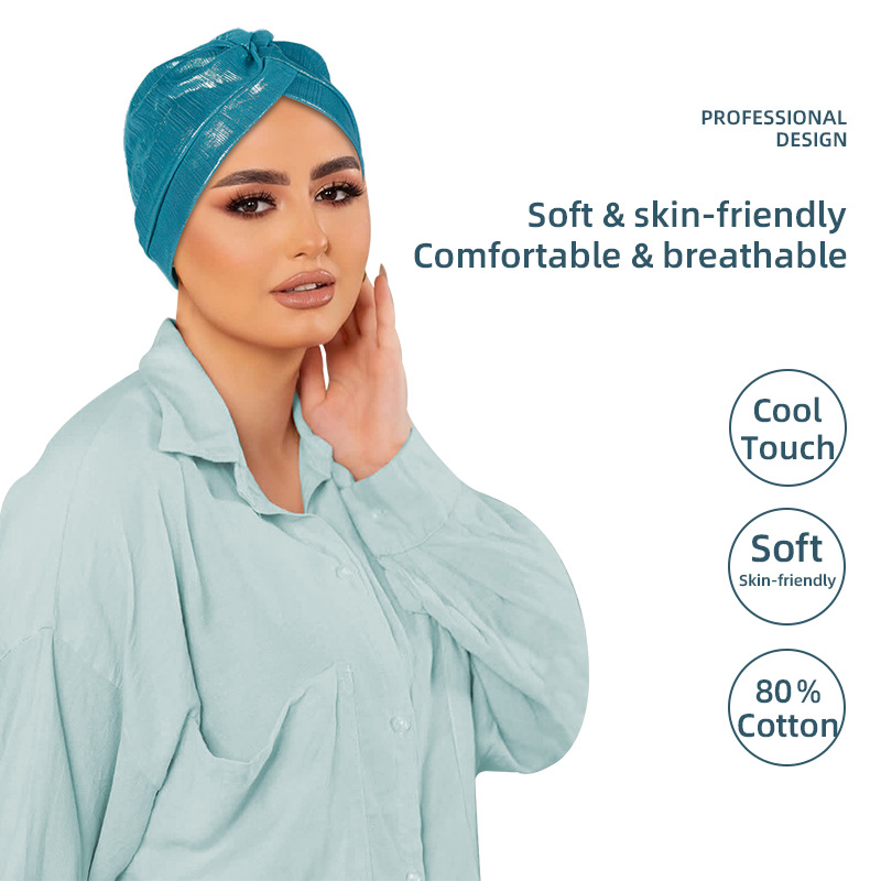 Teal Plain Knotted Turban Hijab