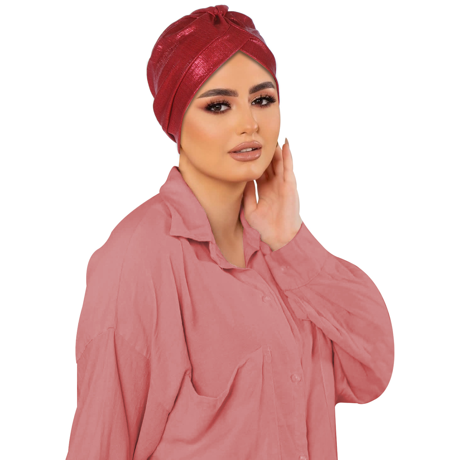 حجاب توربان بعقدة أحمر