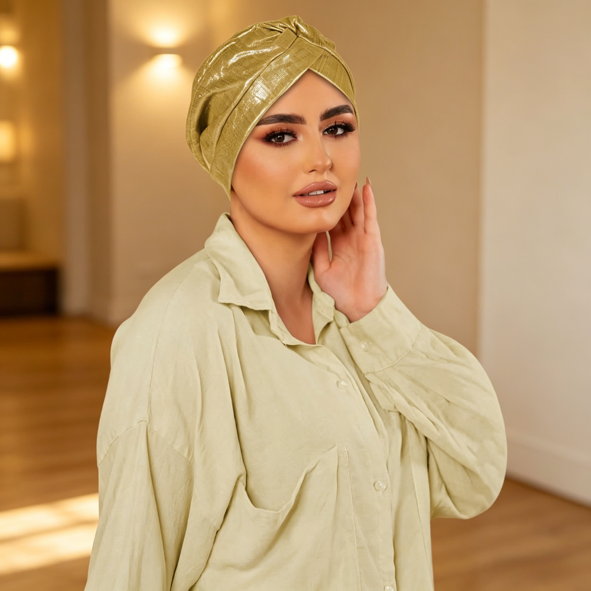 Gold Shimmer Turban Hijab