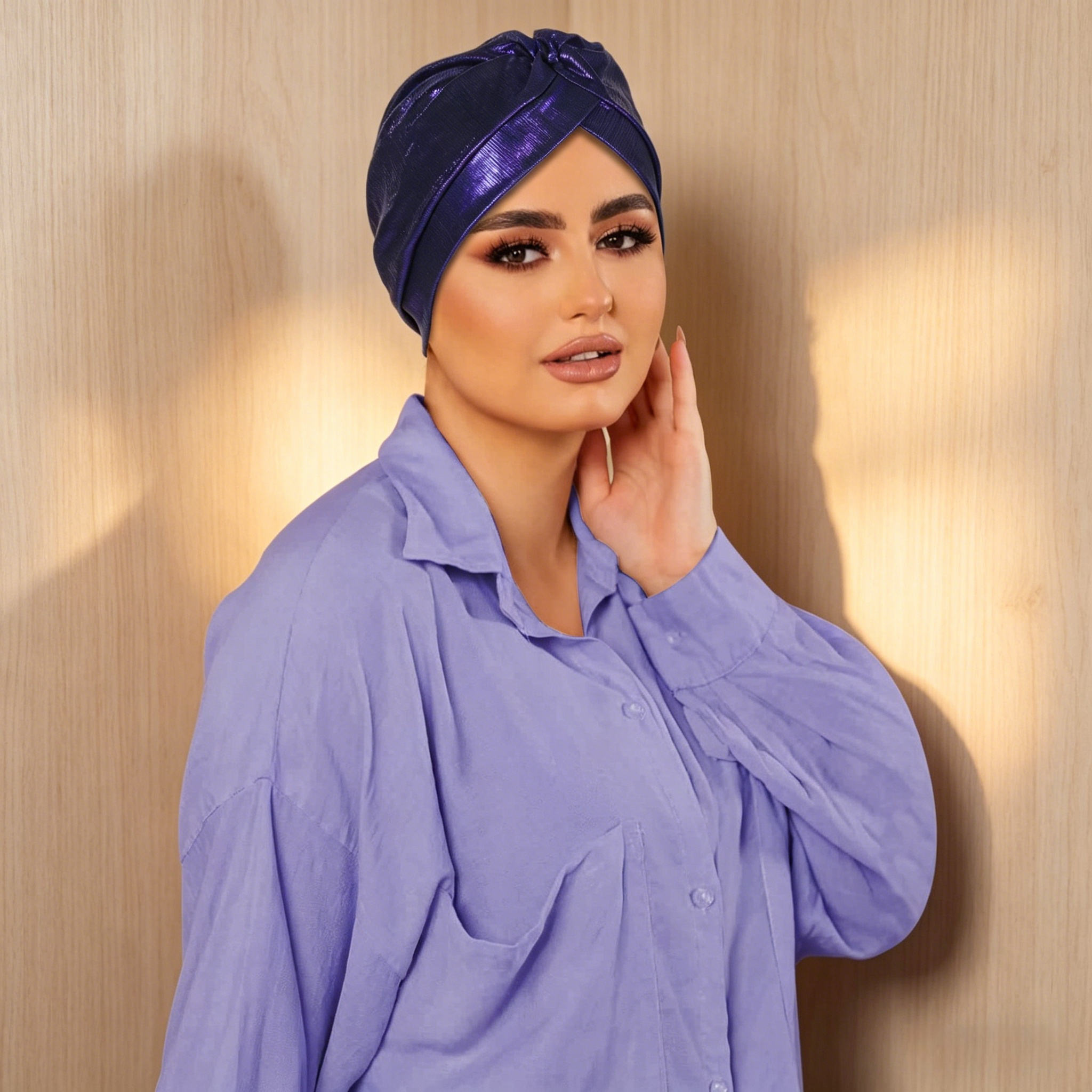 غطاء رأس بعقدة سادة كحلي