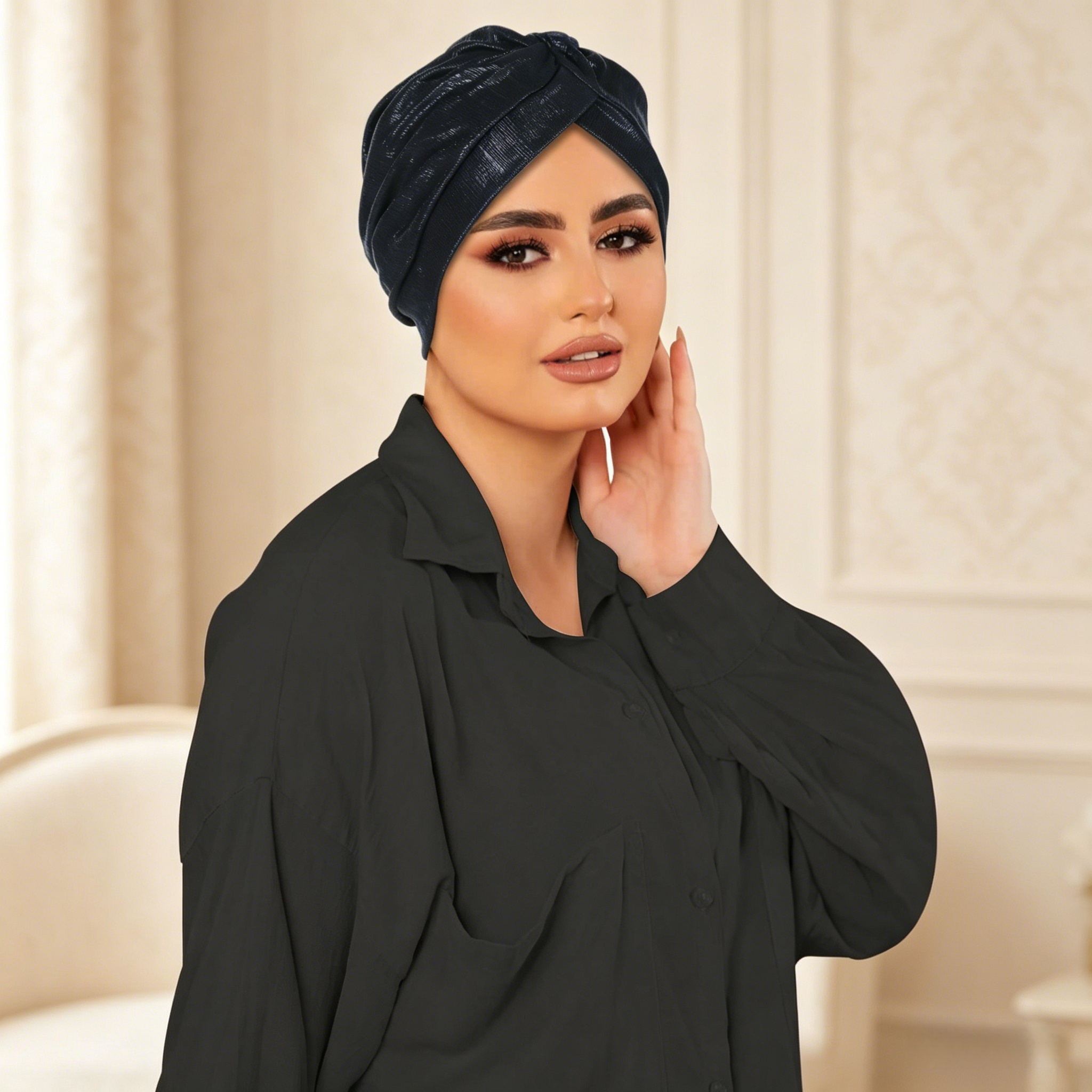 Black Plain Turban Hijab 