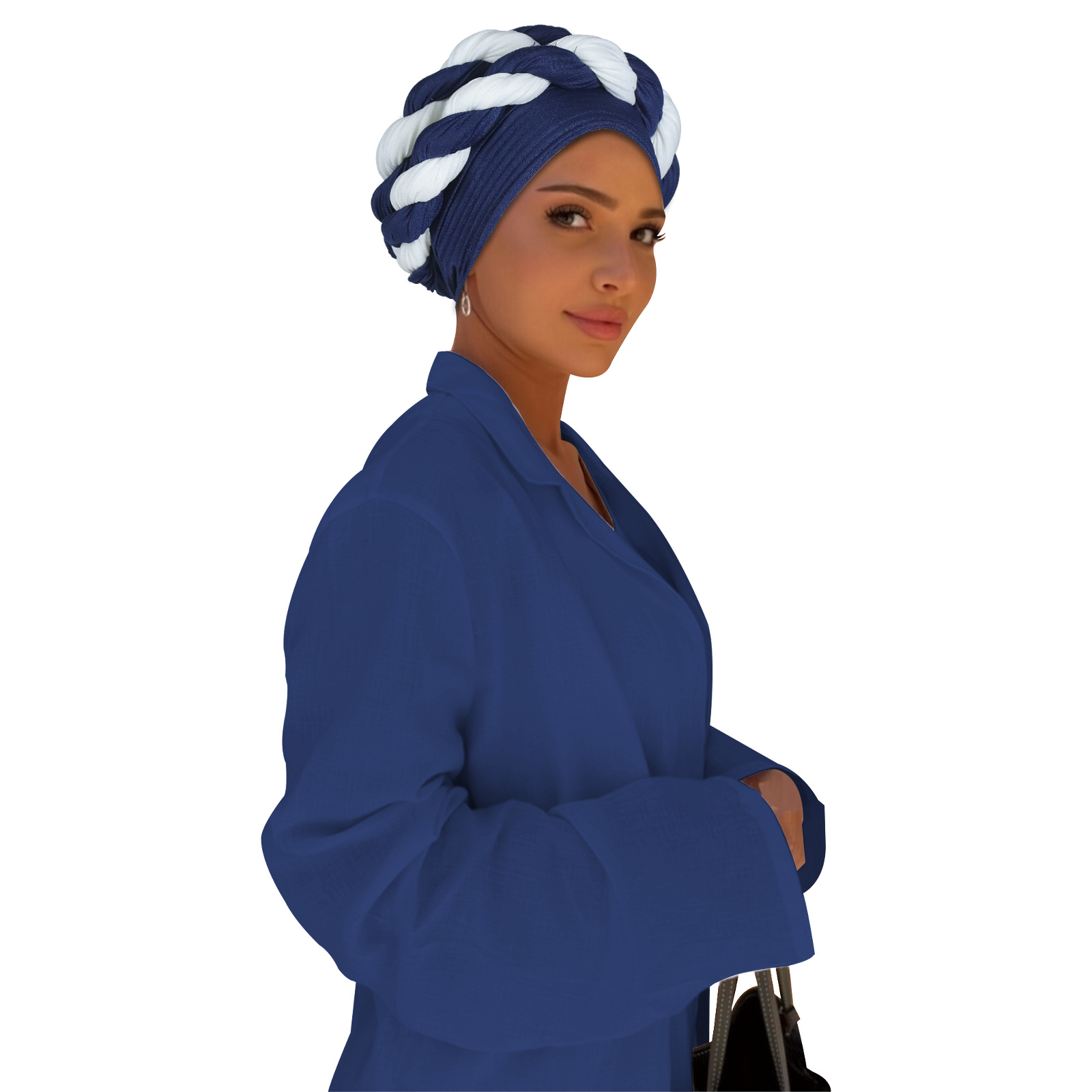 Navy Blue Braided Turban Hijab
