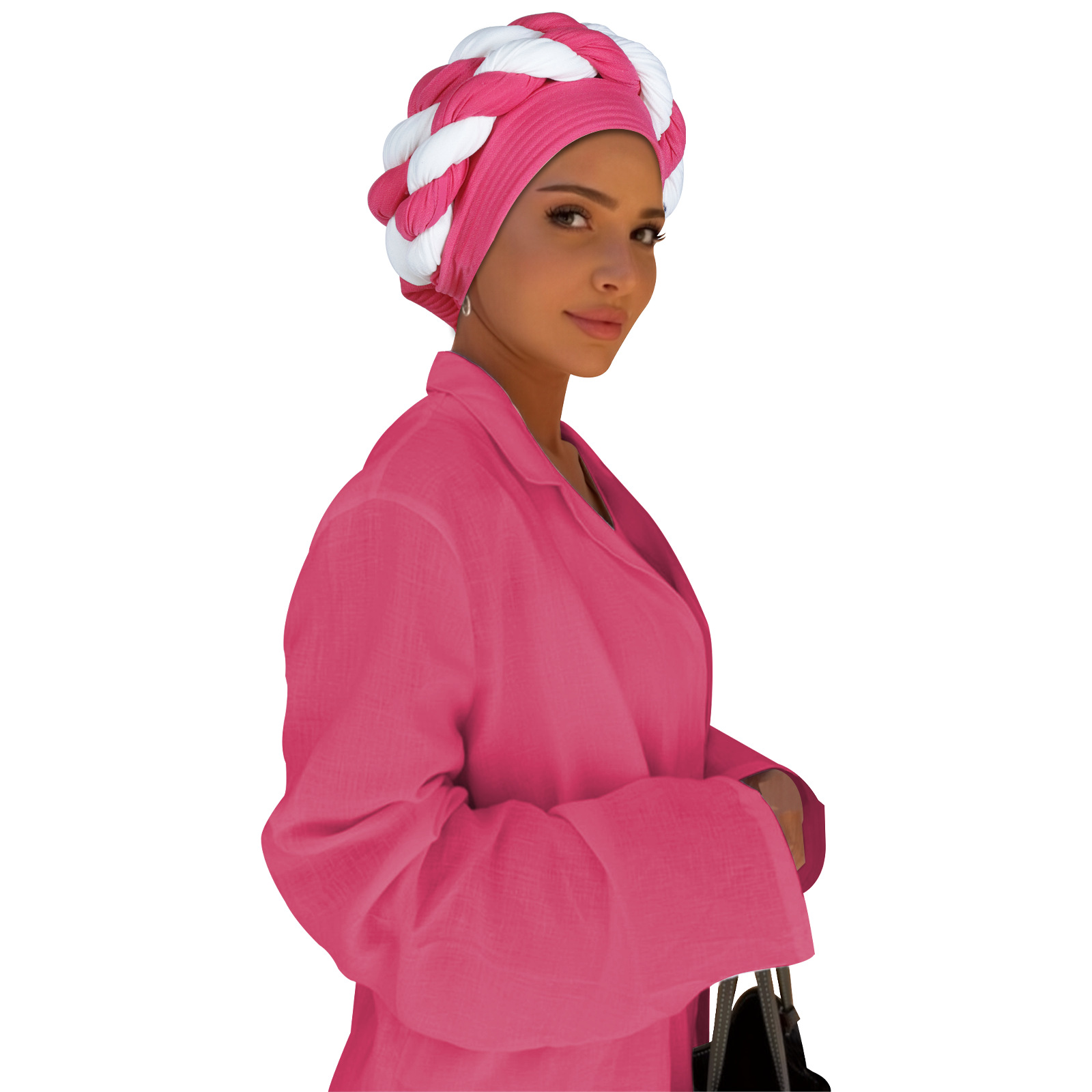 Pink Daytime Turban Hijab with Weave Design