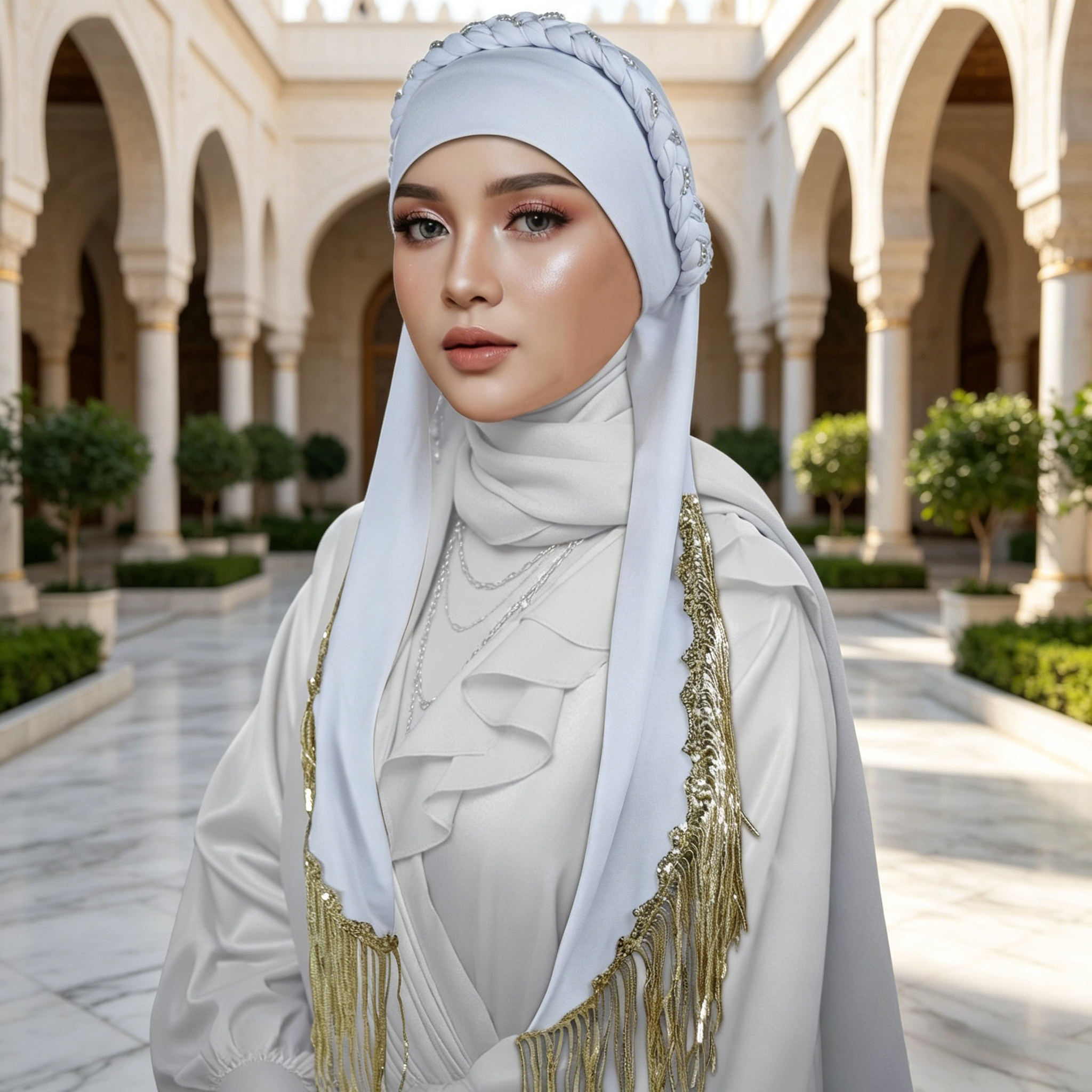 غطاء رأس حجاب سادة أبيض