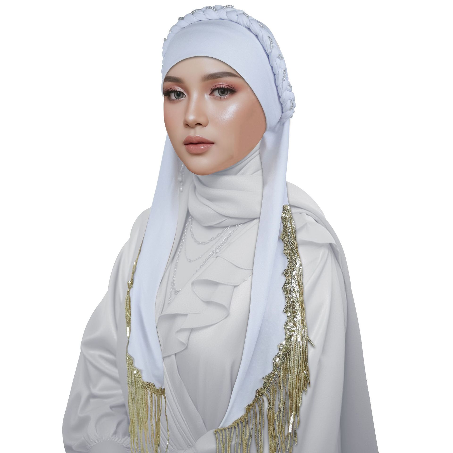 غطاء رأس حجاب سادة أبيض