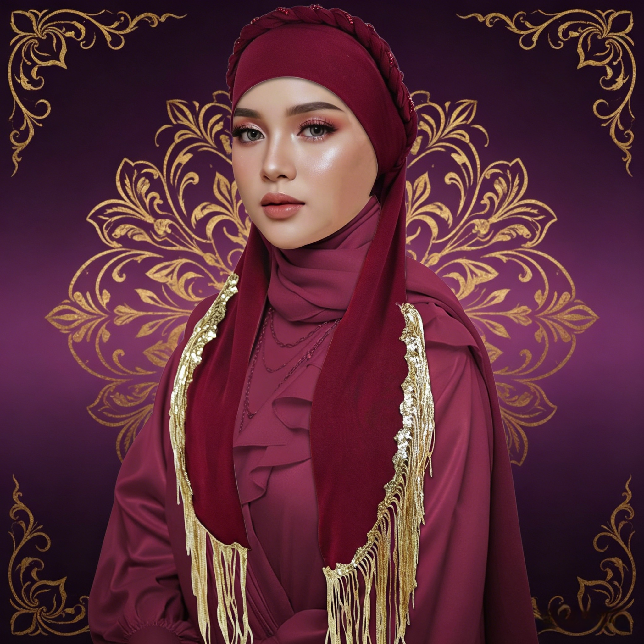 غطاء رأس حجاب سادة عنابي