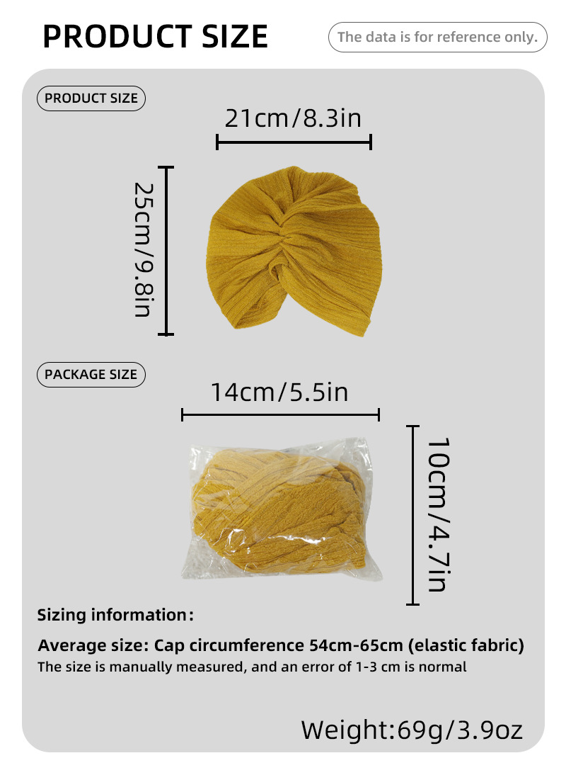 Brown Pleated Head Wrap Turban
