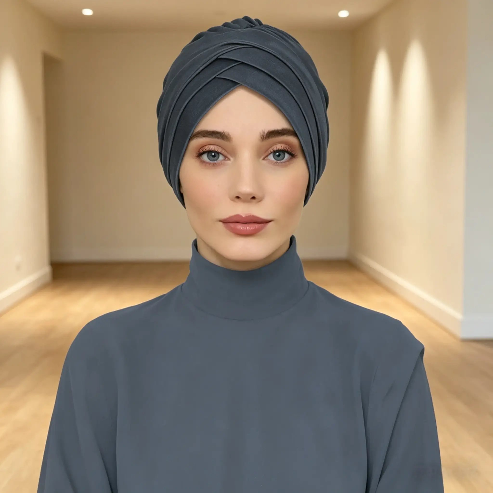 Grey Plain Turban Hijab