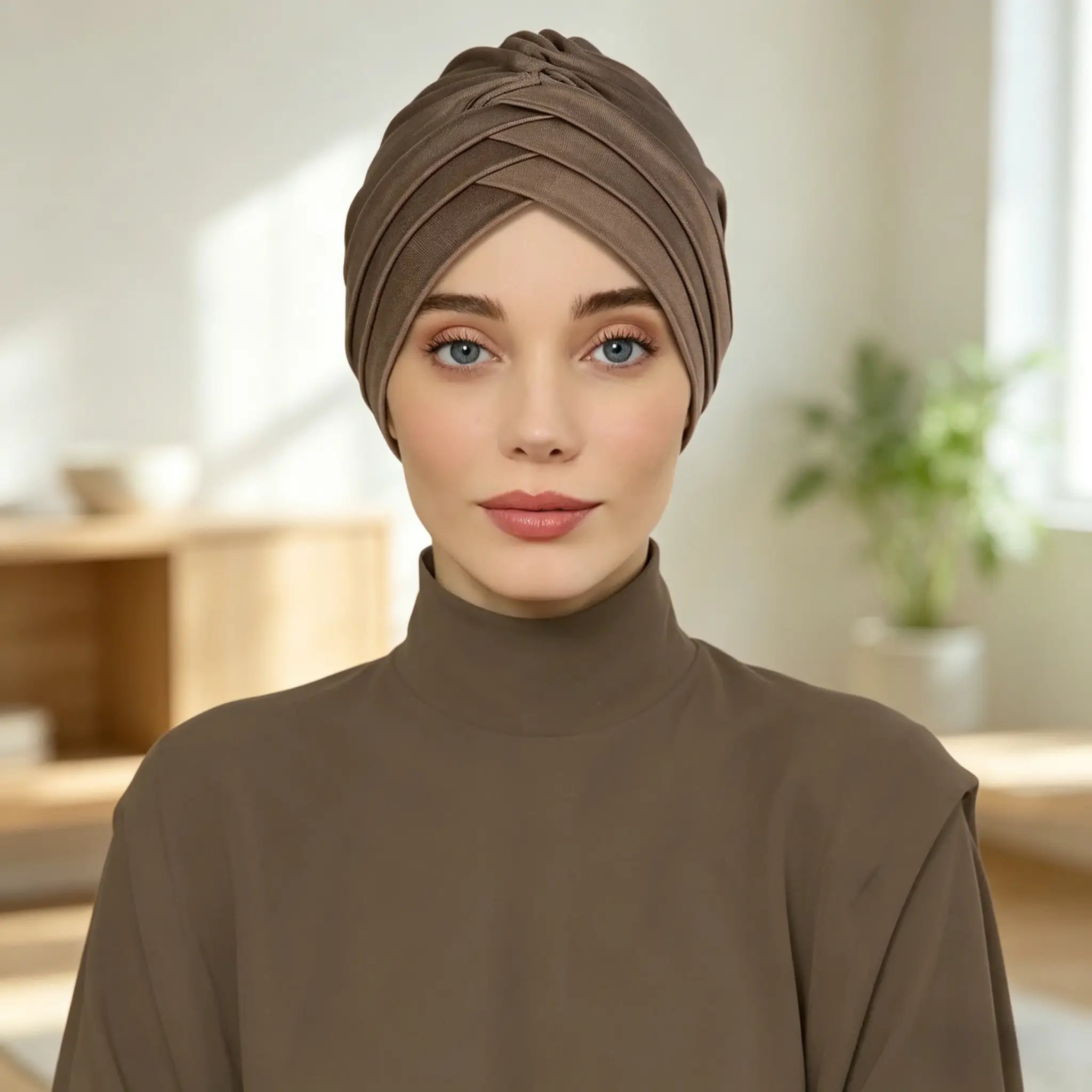 Coffee Brown Plain Turban Hijab