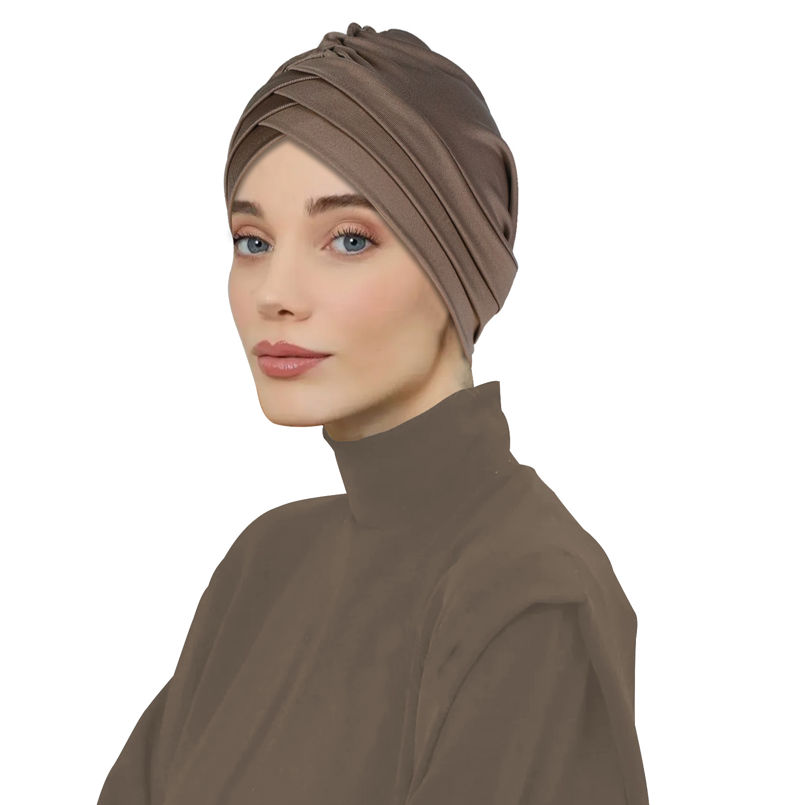 Coffee Brown Plain Turban Hijab