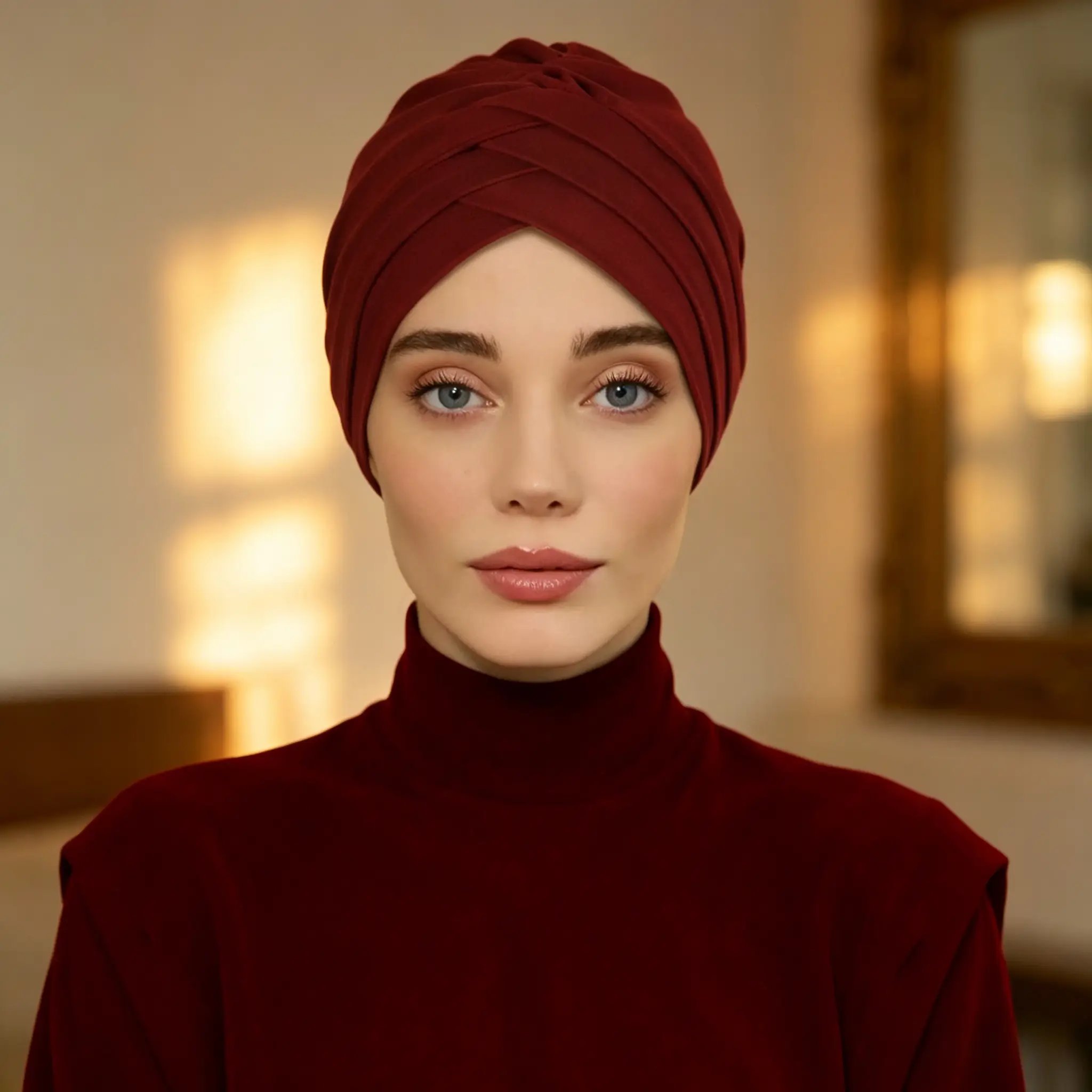Burgundy Plain Turban Hijab