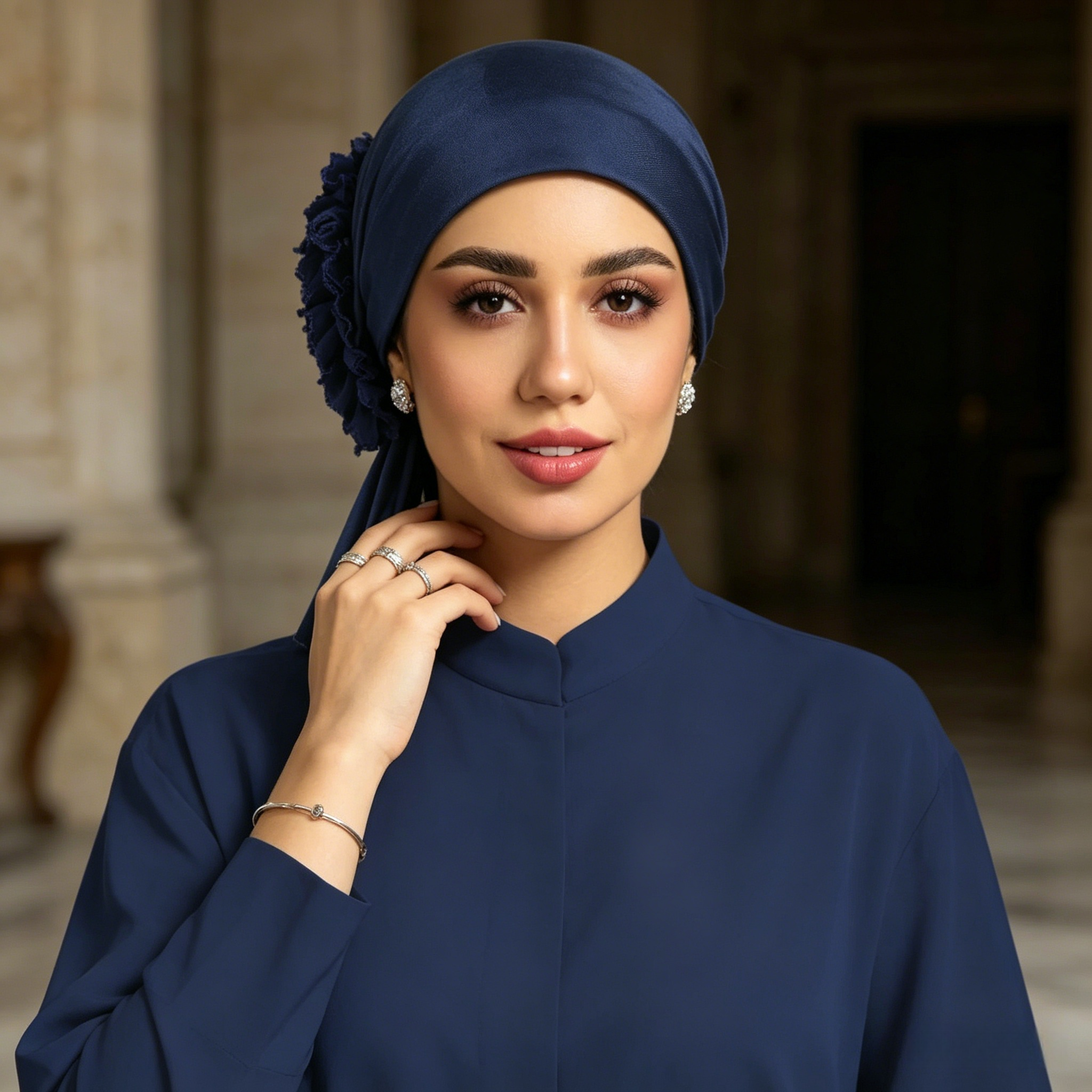 Navy Blue Plain Hijab