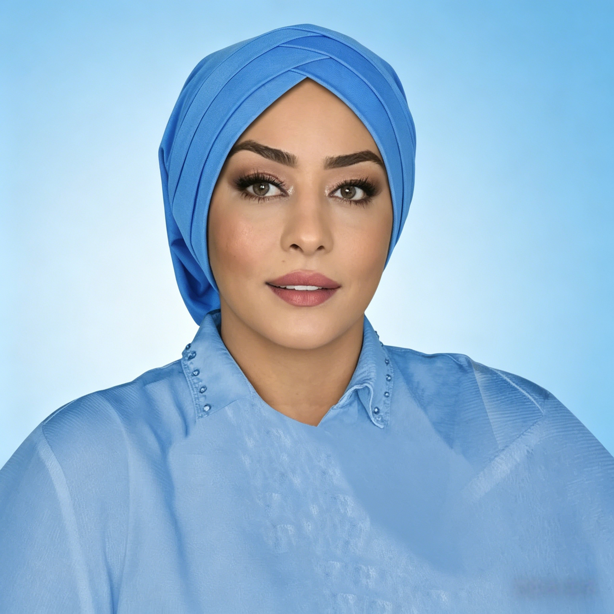 حجاب توربان سادة أزرق