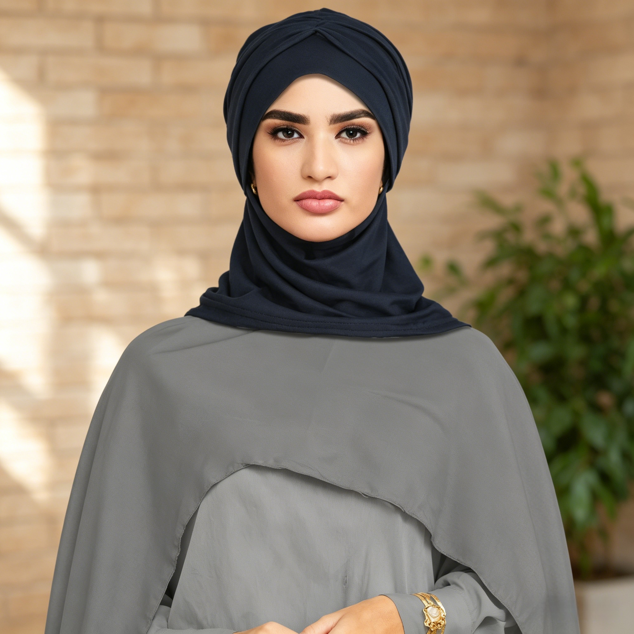 Black Pleated Hijab Cap