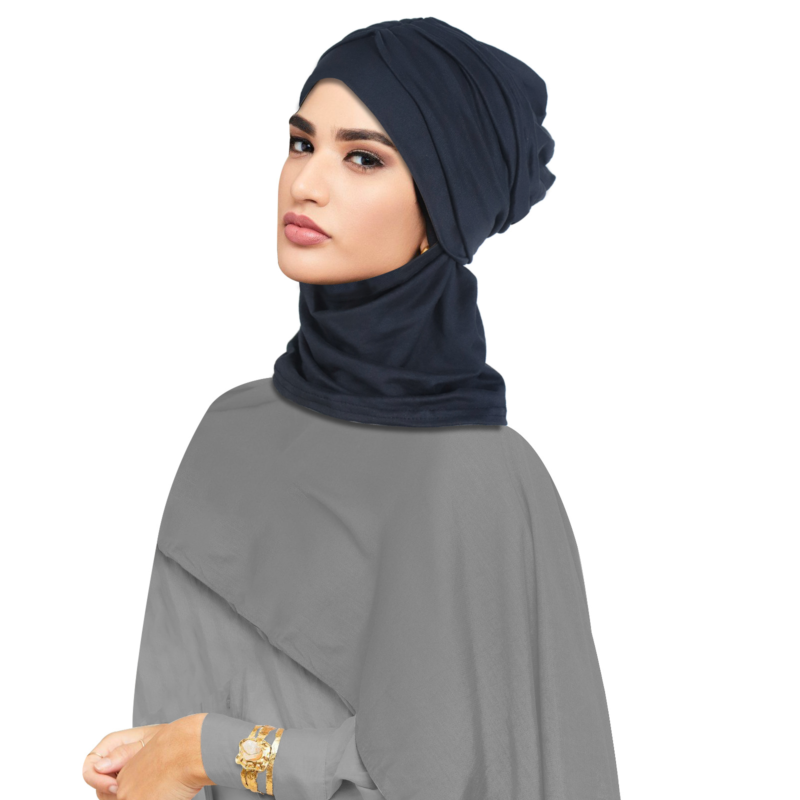 Black Pleated Hijab Cap