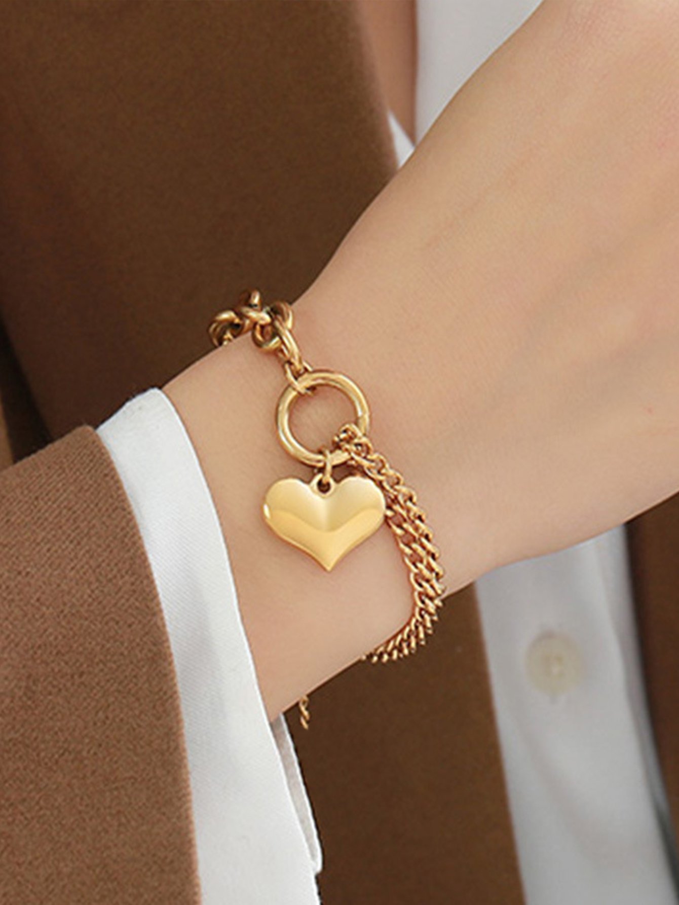 Heart Pendant Chain Bracelet