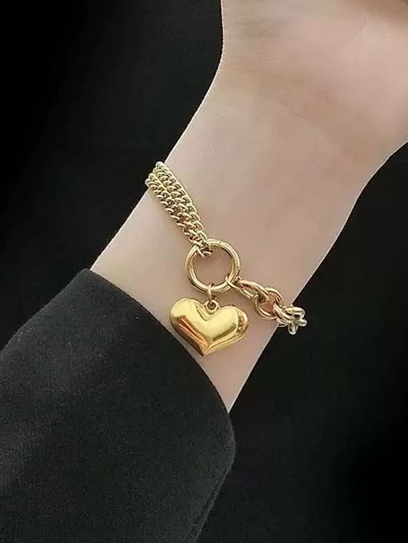 Heart Pendant Chain Bracelet