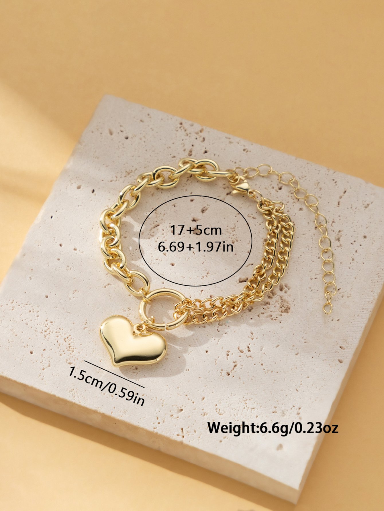 Heart Pendant Chain Bracelet