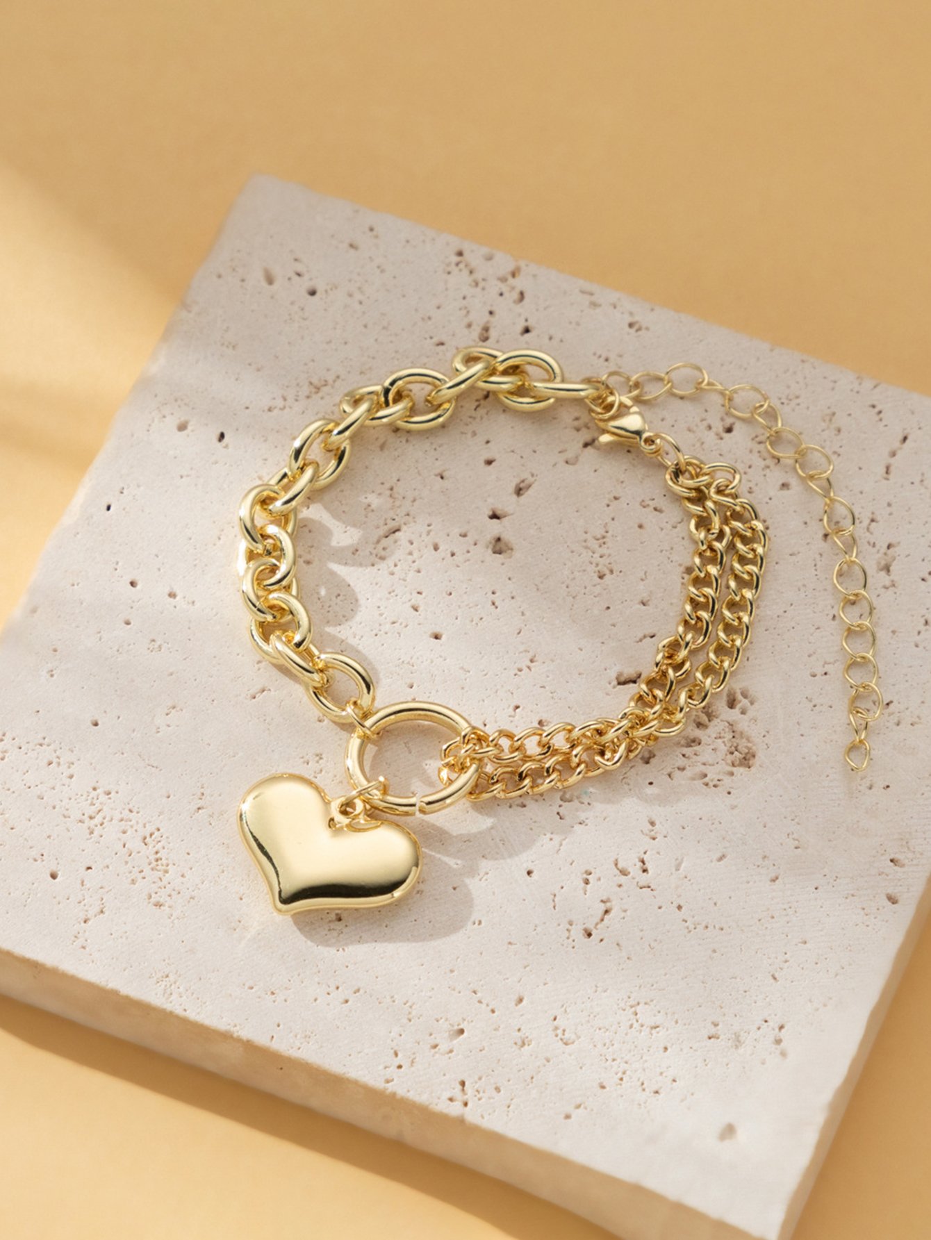 Heart Pendant Chain Bracelet