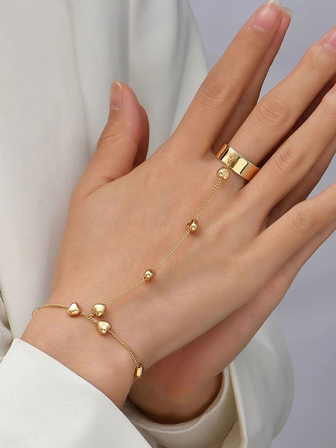 Metal Ball Finger Chain Bracelet