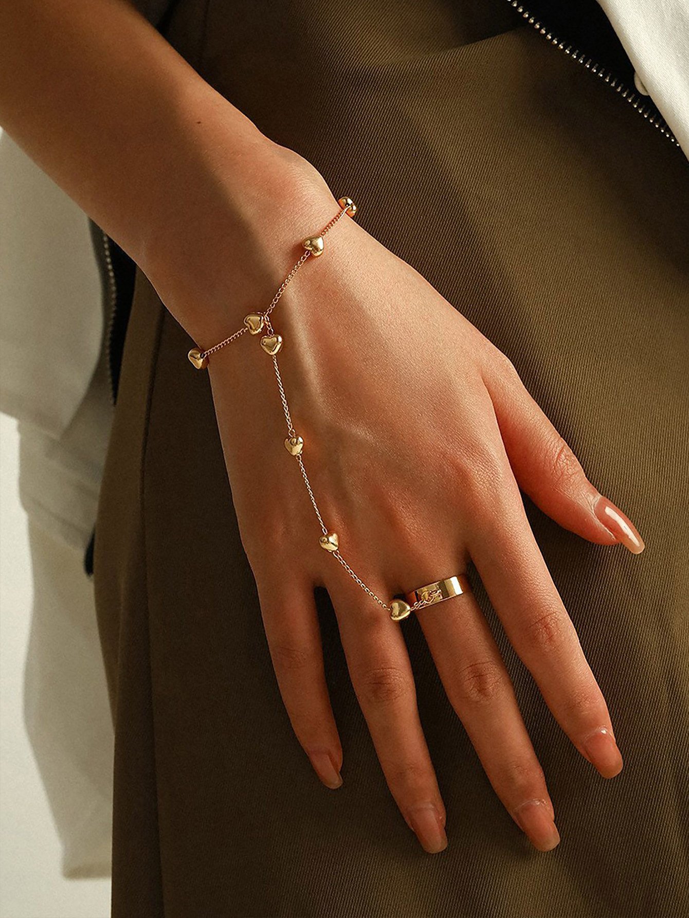 Metal Ball Finger Chain Bracelet