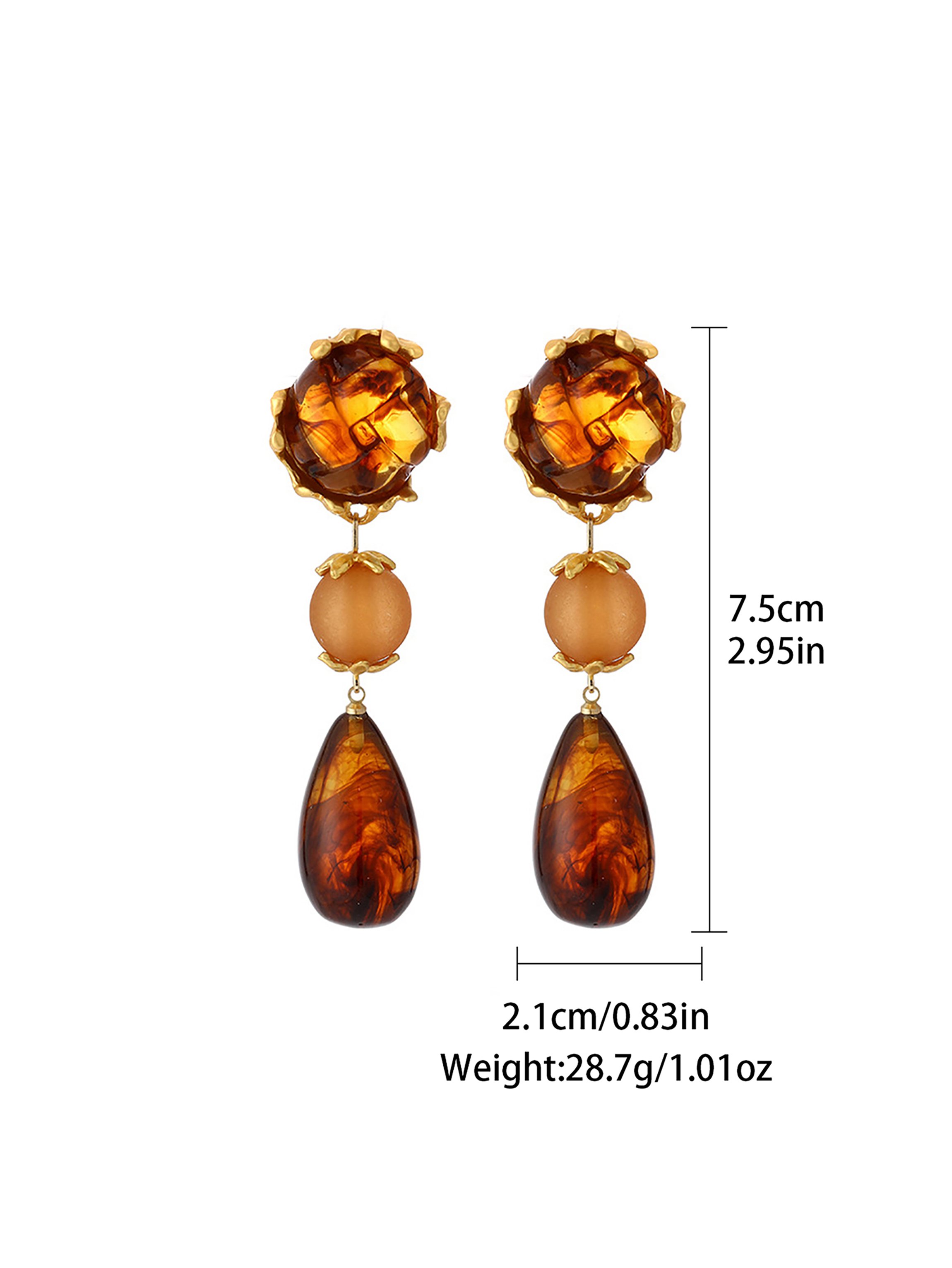 Amber Teardrop Dangle Earrings