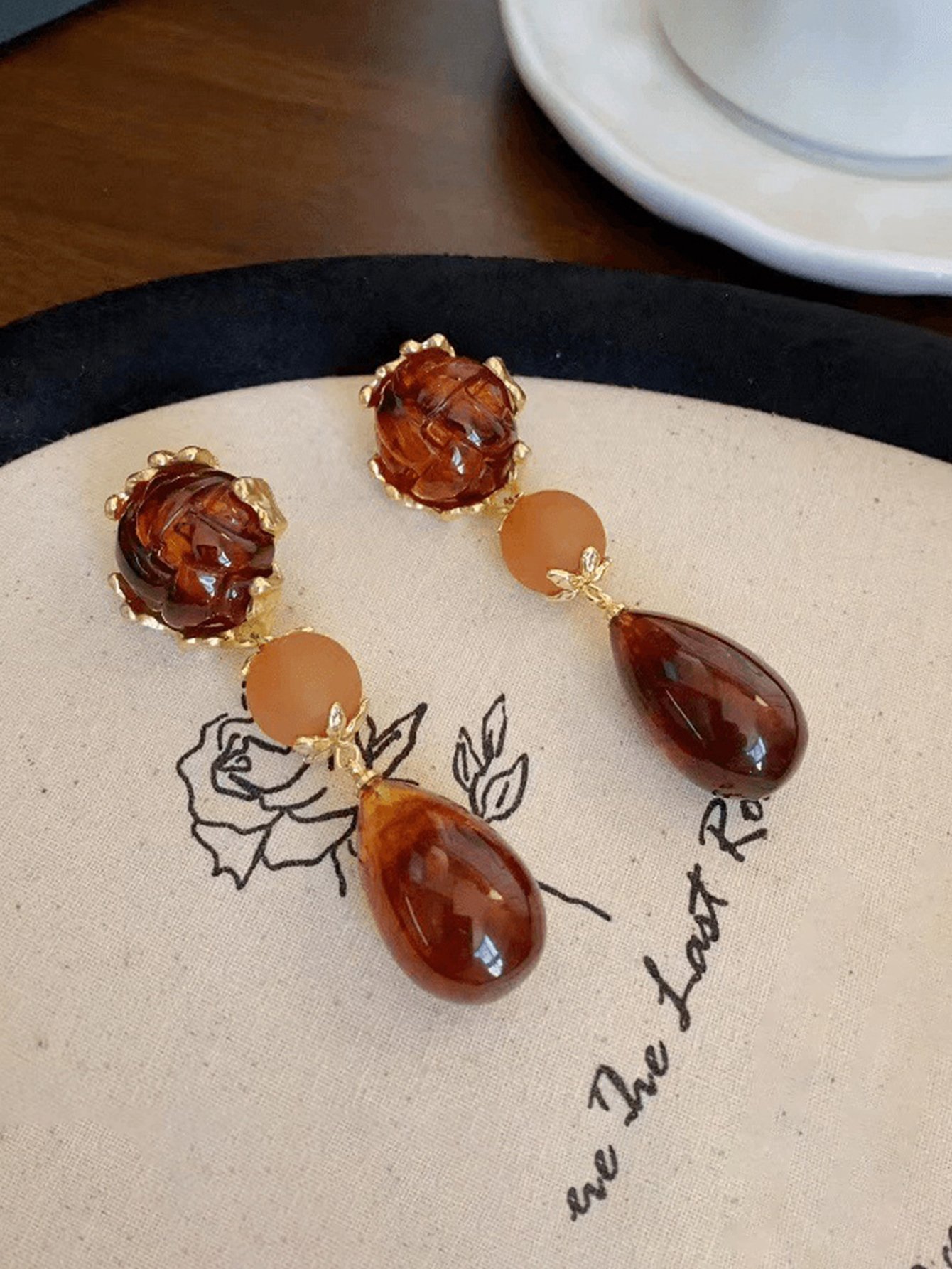 Amber Teardrop Dangle Earrings