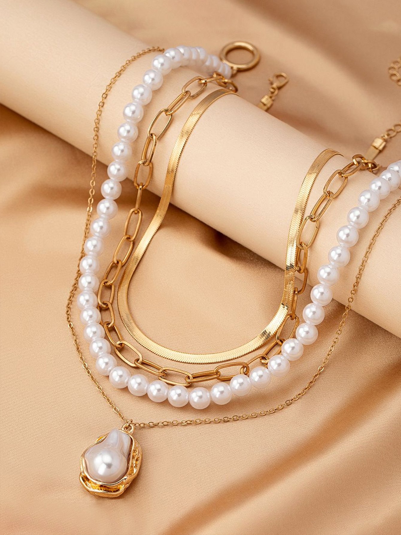 Set of 4 - Baroque Pearl Necklace