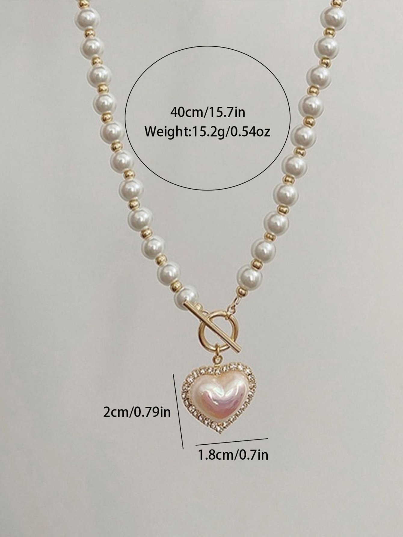 Faux Pearl Heart Pendant Necklace