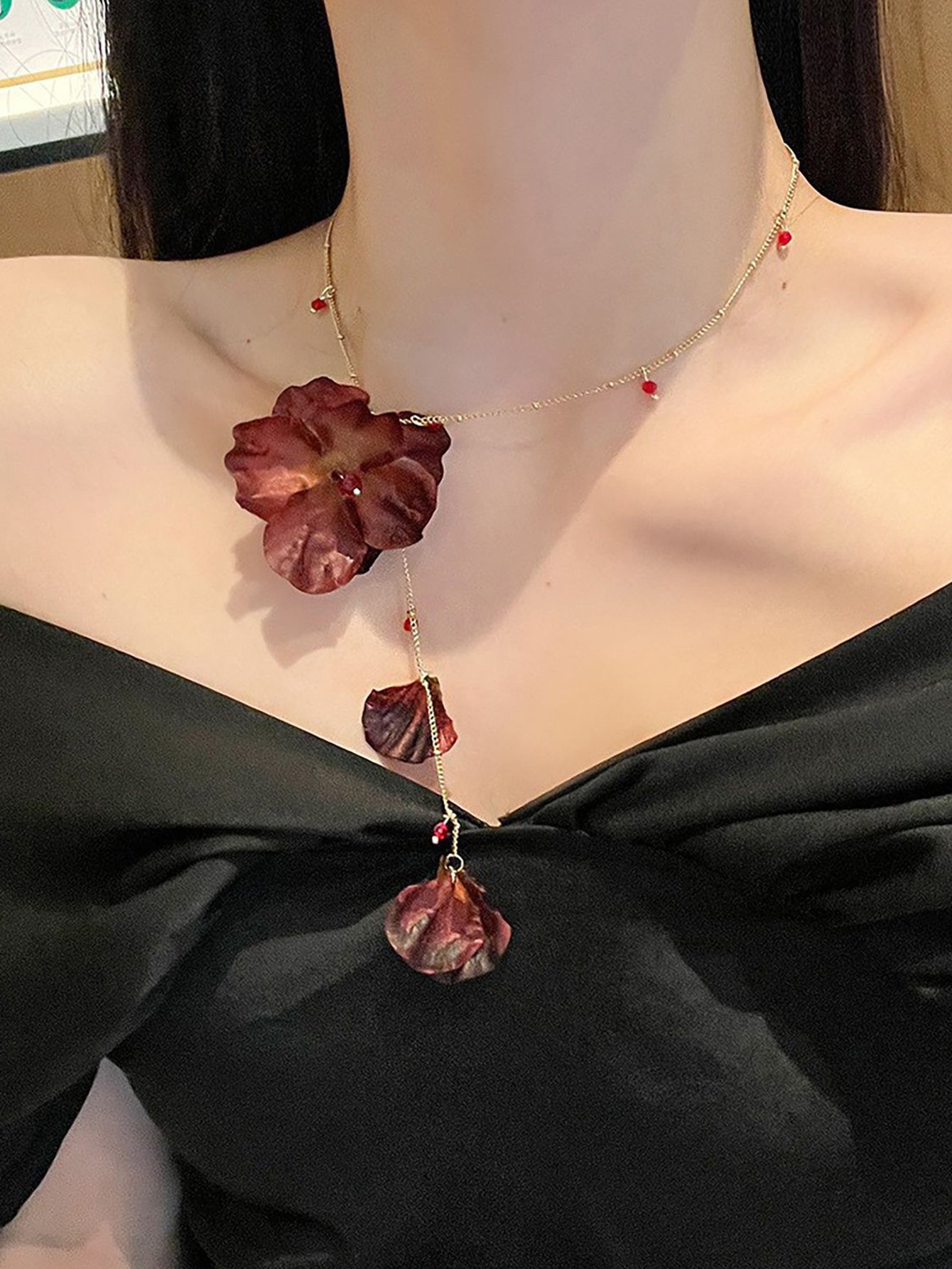 Flower Lariat Necklace