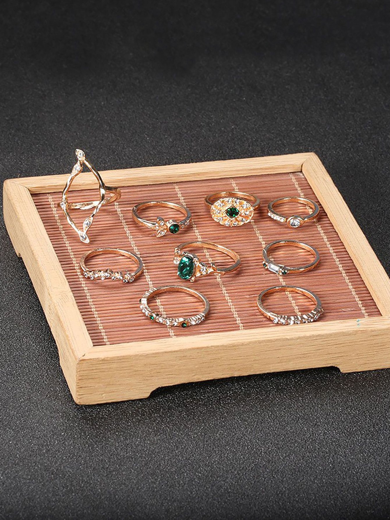 Gold Set of 9 Embellished Ring