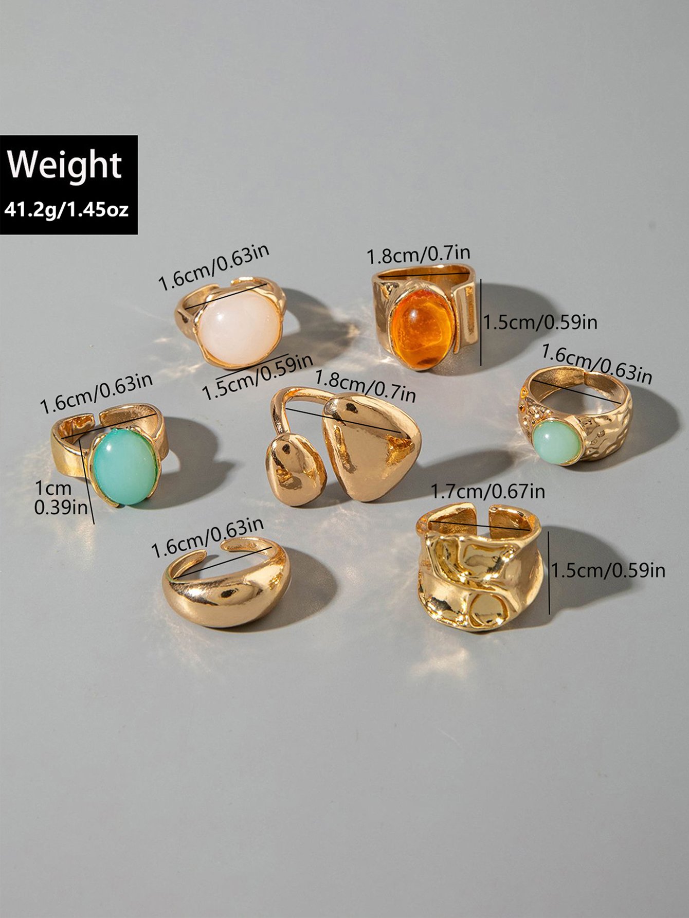 Golden Statement Rings Set with Gemstone Accents