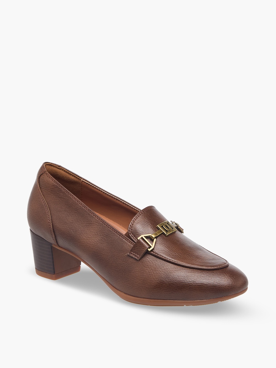 Women Metal Accent Block Heel Loafers