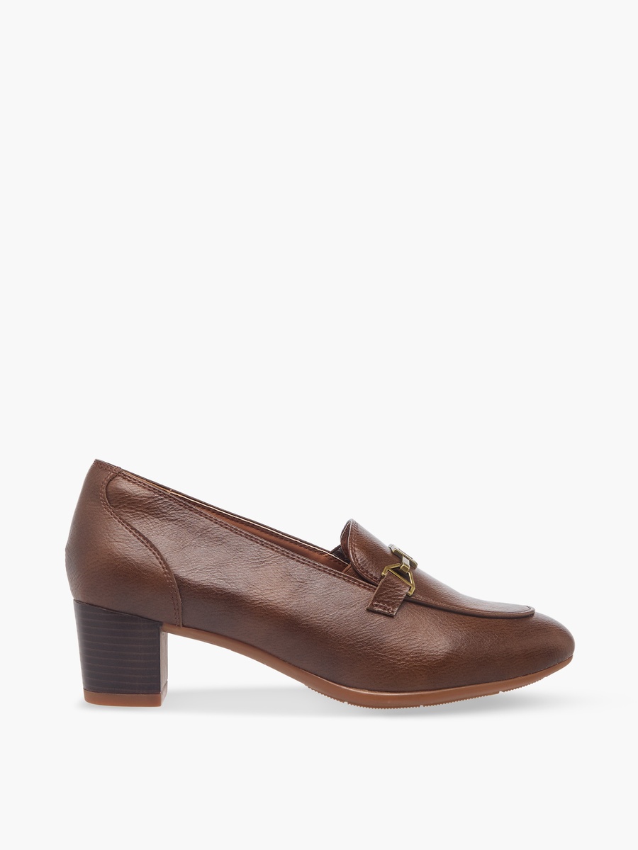 Women Metal Accent Block Heel Loafers