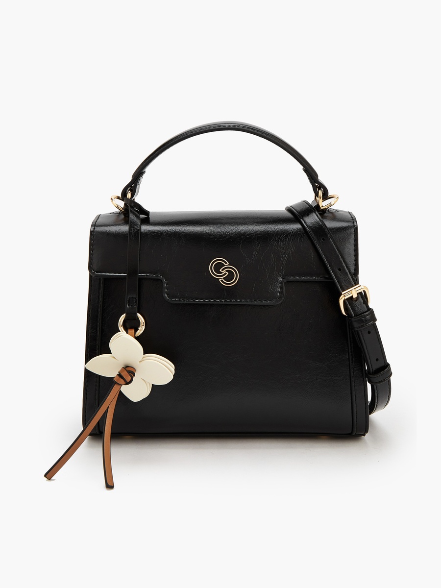 Solid Satchel Bag with Detachable Strap