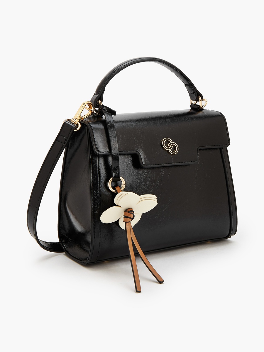 Solid Satchel Bag with Detachable Strap