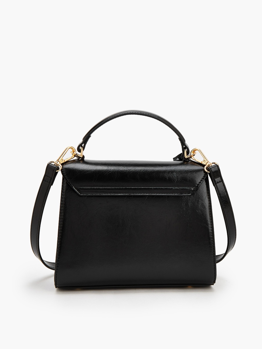 Solid Satchel Bag with Detachable Strap