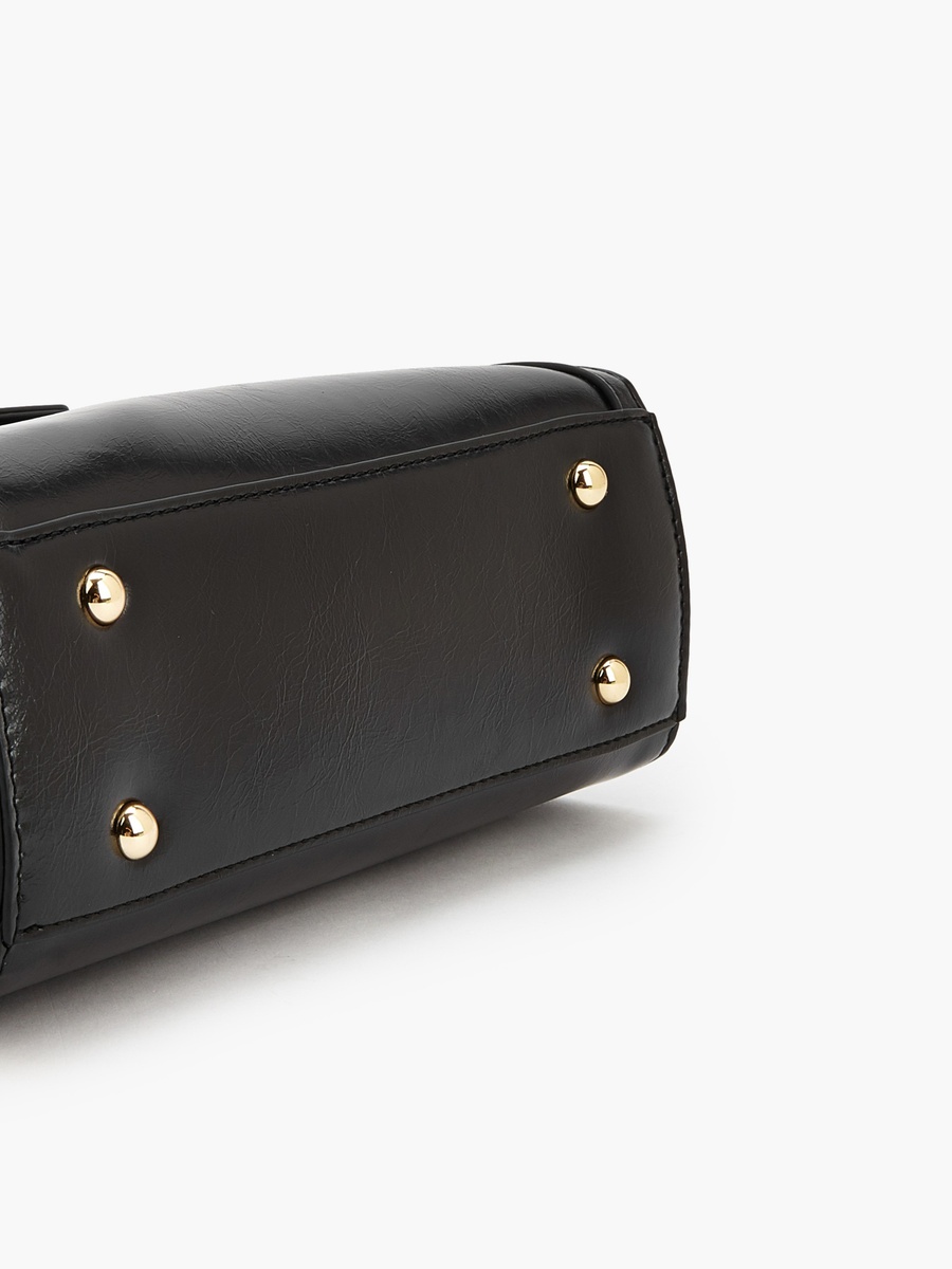 Solid Satchel Bag with Detachable Strap