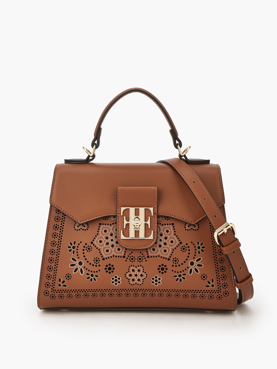 Cutwork Satchel Bag with Detachable Strap