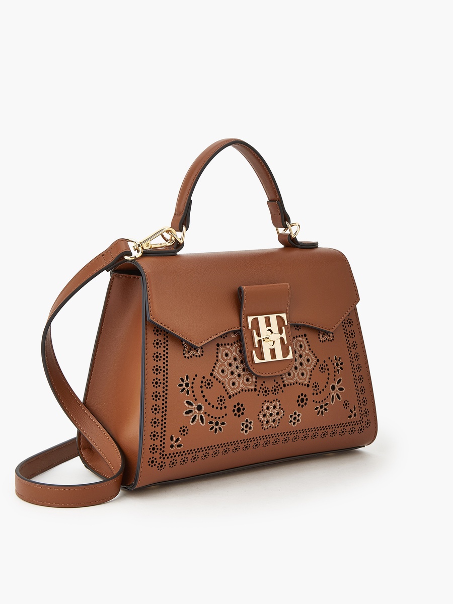 Cutwork Satchel Bag with Detachable Strap