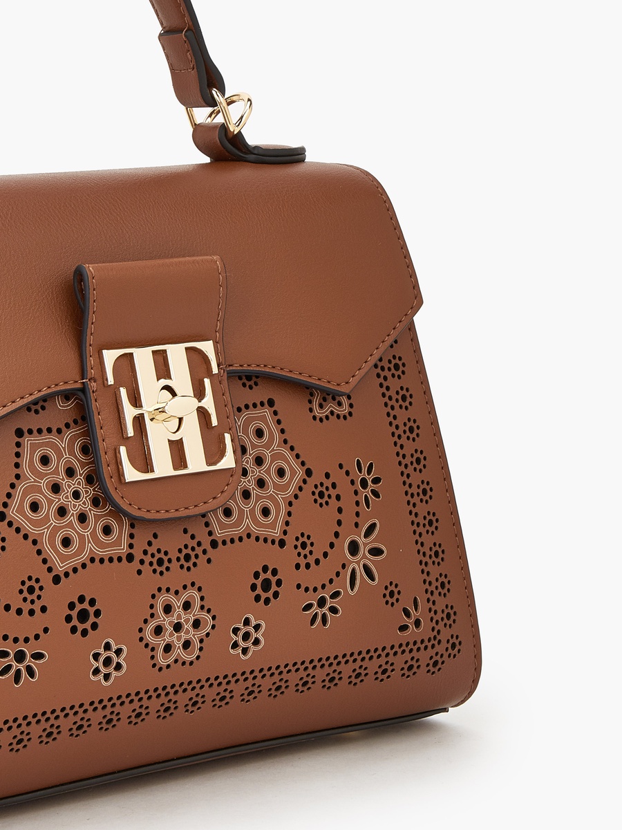 Cutwork Satchel Bag with Detachable Strap