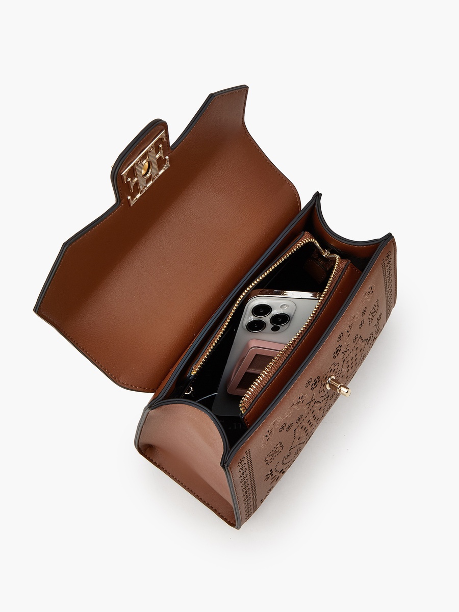 Cutwork Satchel Bag with Detachable Strap