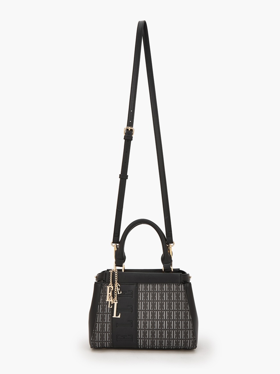 Monogram Print Satchel Bag with Detachable Strap